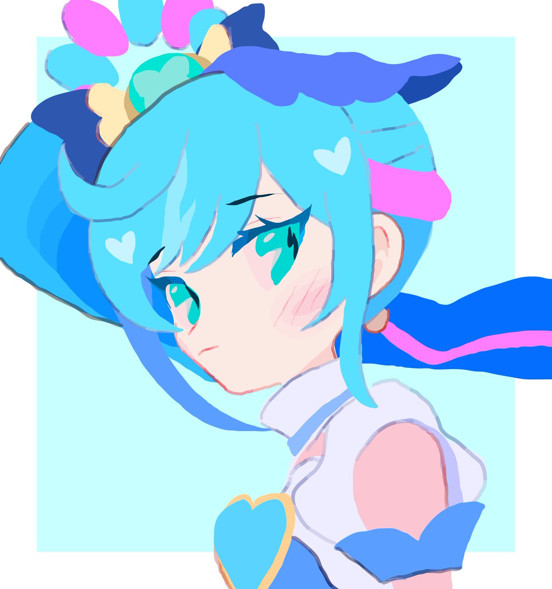 「青い2枚でした#今月描いた絵を晒そう 」|のにはのイラスト