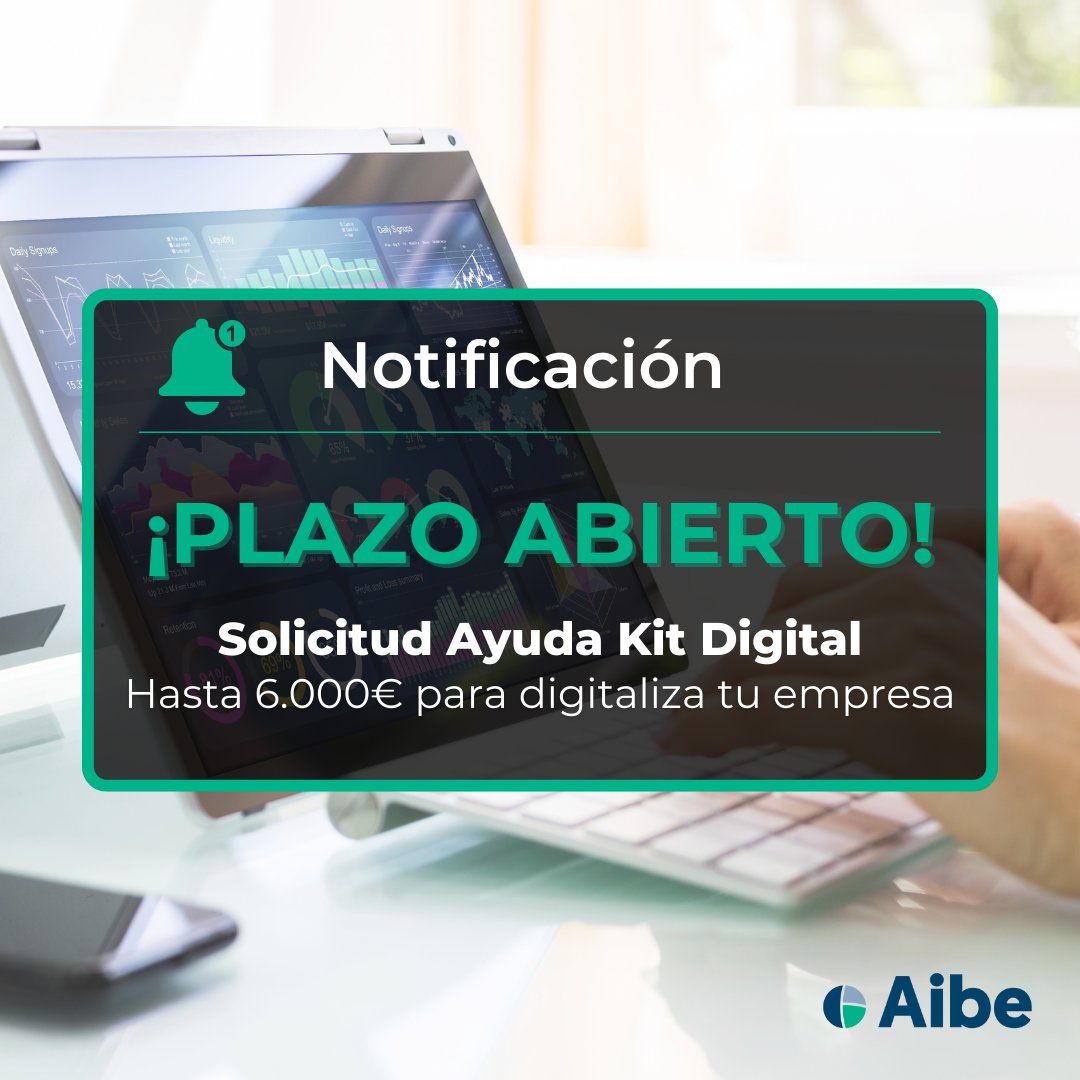 aibe_group's tweet photo. 📣¡PLAZO ABIERTO!📣 Ya puedes presentar la solicitud de la ayuda Kit Digital.

#plazoabiertokitdigital #solicitudkitdigital #solicitud #ayudakitdital https://t.co/YwXok7dQZU