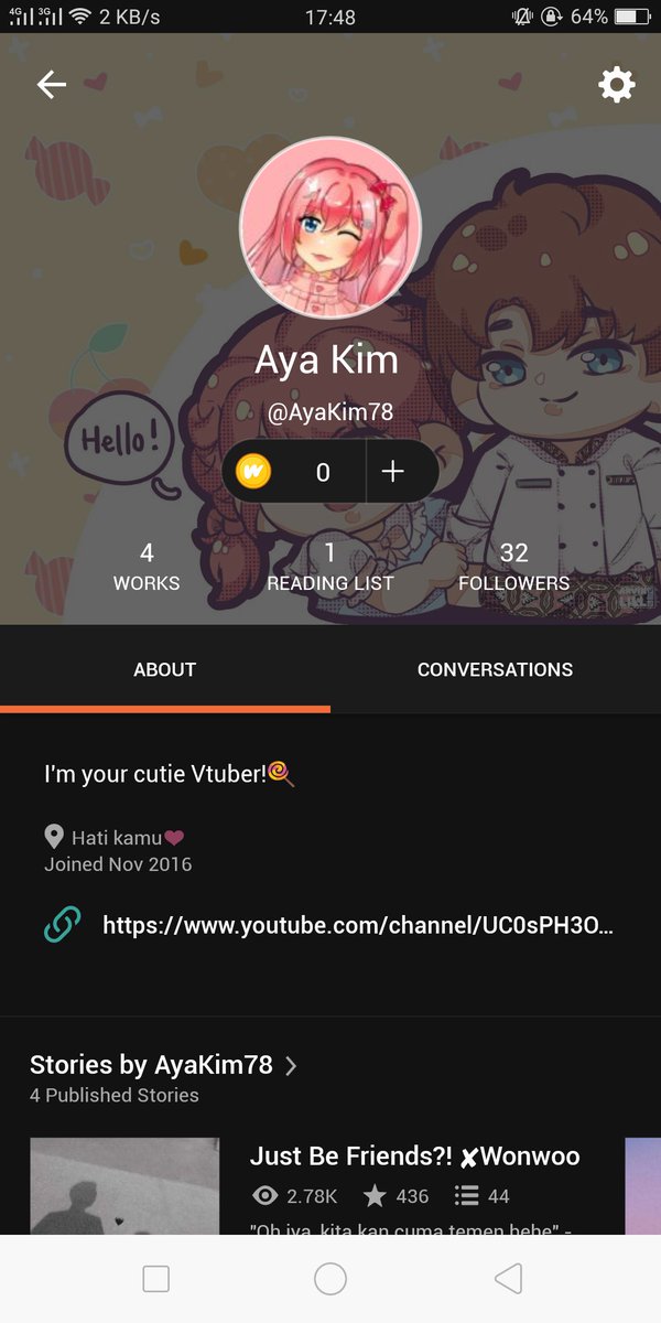 AyaKim78's tweet photo. Adakah di sini yang baca wattpad?? Mampir yuk ke lapak Aya. Habis ku re-publish. Dan ku lagi muter otak buat inget jalan cerita dari tulisan yang ku buat huhu 😭 

Ps. Cuma cerita biasa sih. Semoga suka ya!💕 https://t.co/bJwyD0NMFM