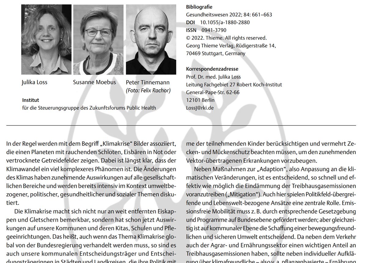 ptinnemann's tweet photo. Der #Klimakrise zu begegnen, erfordert die Mitwirkung von vielen Akteuren unterschiedlicher #publichealth Disziplinen! hier dazu Editorial von Julika Loss @rki_de, Susanne Moebus @UniklinikEssen &amp; mir https://t.co/tbzds82XHx #ÖGD https://t.co/3ObWA4XAwI