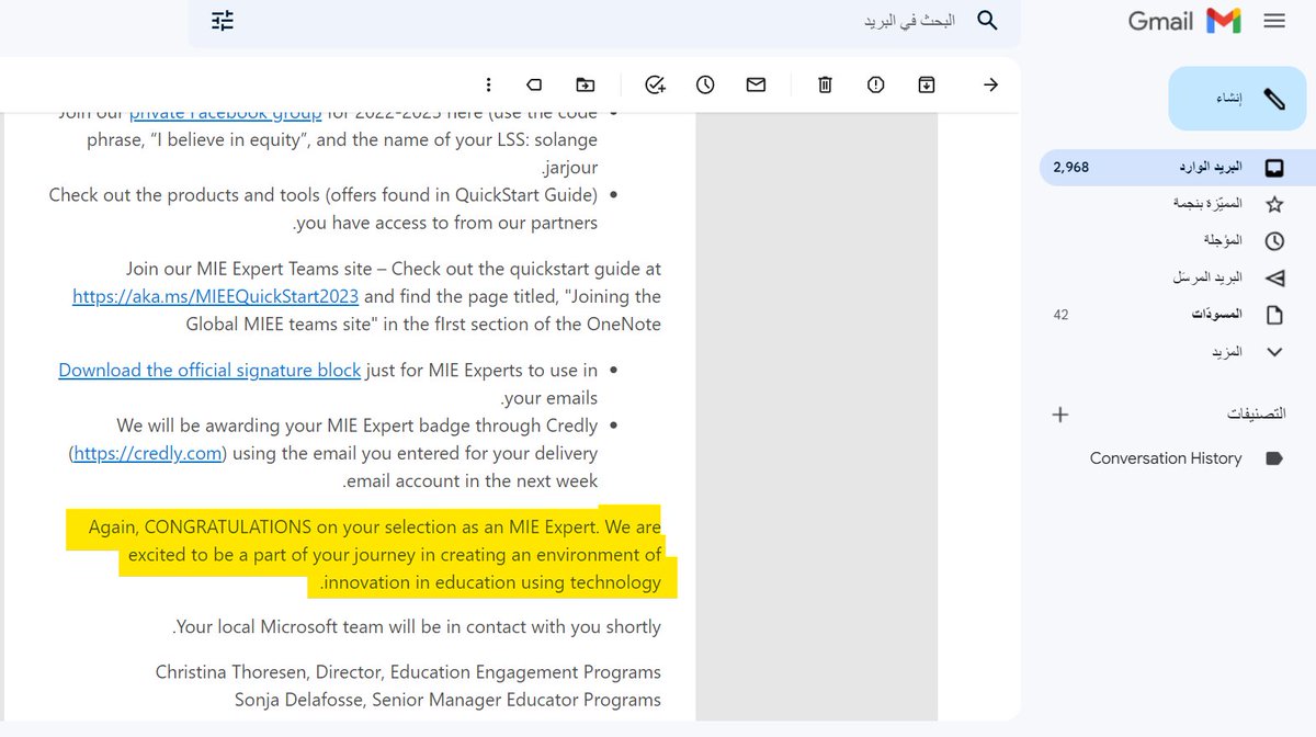 OlaAlSayed12's tweet photo. الحمد لله
معلم خبير من ميكروسوفت لعام 2022/ 2023
#MicrosoftEdu
#MIEExpert https://t.co/1KHlIPIpen