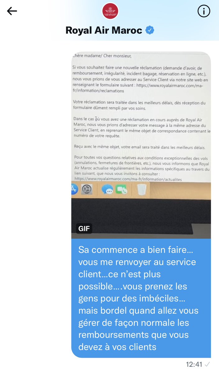 mediterane1's tweet photo. #@RAM_Maroc  Avoir non remboursé suite…voilà messieurs, dames, la considération que nous porte cette entreprise, nous demandons juste un remboursement d’un avoir qui date de 2 ans, et cette dernière nous balade de service en service…c’est inadmissible, honteux…je ne lâche rien https://t.co/3G2r7b3DlG