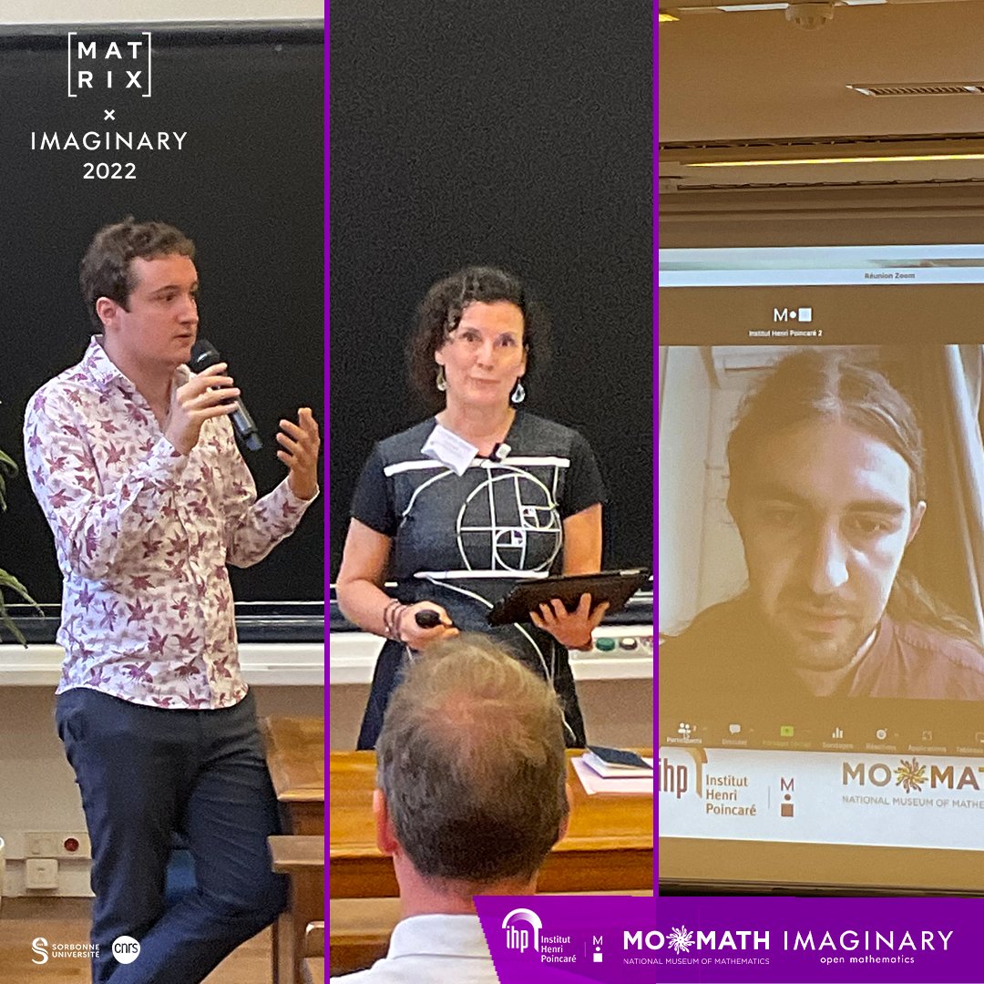 The wonderful projects of Holo-Math (#MaisonPoincare - <a href="/InHenriPoincare/">IHP</a>), the Seattle Universal Math Museum (@SeattleMathMuse), and the Matematiğin Peşinde (<a href="/matpesinde/">Matematiğin Peşinde</a>) are spotlighted during this first session of 15 min talks!

#Math #museum #mathisfun #SUMM #MxI2022 #Metaverse