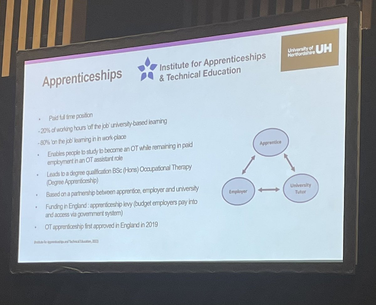 suewatersOT's tweet photo. @wordsandbirds @clancaster_ot Sharing the co-production of occupational therapy degree apprenticeship route in an international forum #WFOT2022 Excellent presentation 😀Well done to all of the team. https://t.co/QFiTNClXRY