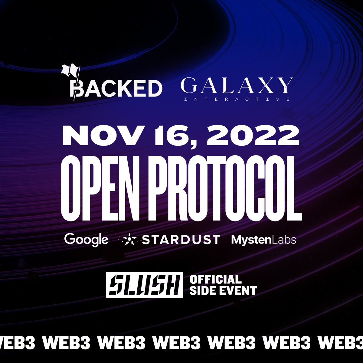 BackedVC's tweet photo. 1/4 Open Protocol is our new flagship Web3 event at Slush 2022. Join 300 selected founders, operators, investors &amp; policy-makers for deep dives, discussions and connection sessions. Co-hosted by @BackedVC, @glxydotgg &amp;  @SlushHQ. It's gonna be 👌
Spaces limited. Apply in thread. https://t.co/EtCxsAPxOt