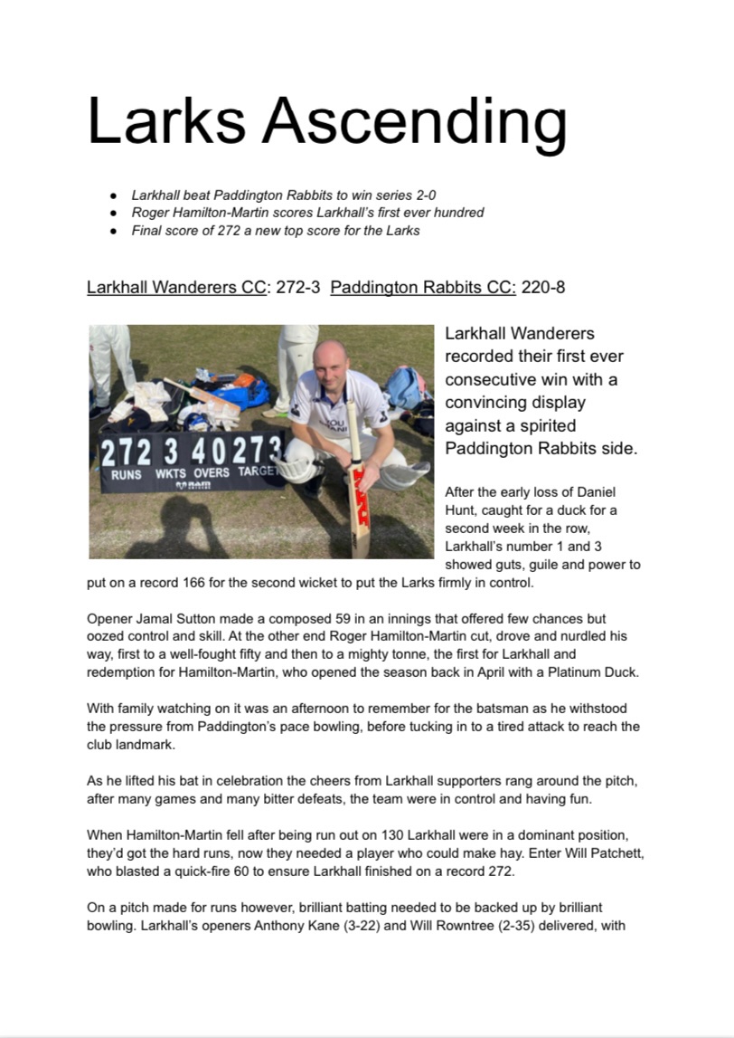 Larkhall Wanderers Cricket Club tweet media