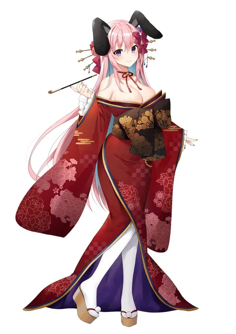 続けて告知なのですが、Vtuber兎月ティアさんの新衣装とキービジュアルを作成させていただきました!花魁イメージの大人なスタイルになっています。よろしくお願いしますー! 