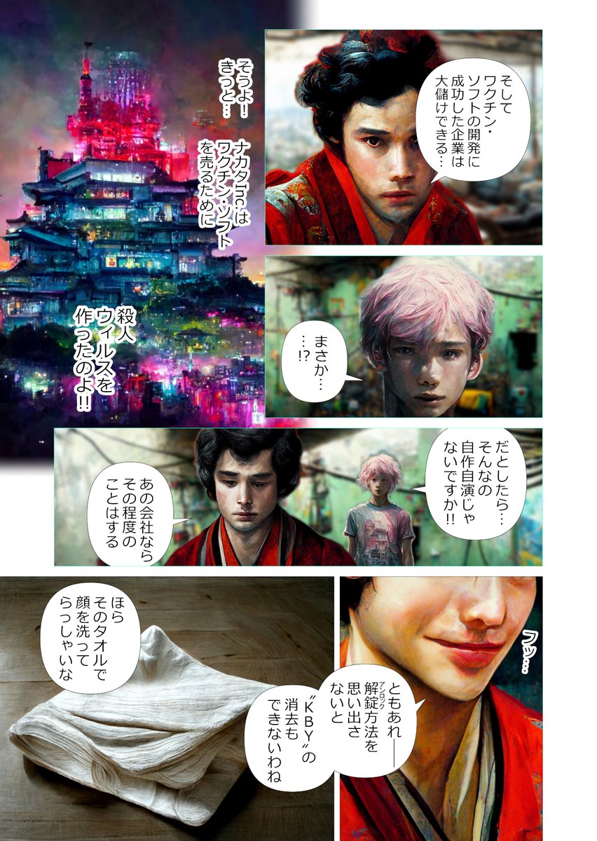 AIにマンガを描かせてみるテスト(11/n)

#Midjourney #マンガが読めるハッシュタグ #ツイッタSF #サイバーパンク桃太郎 