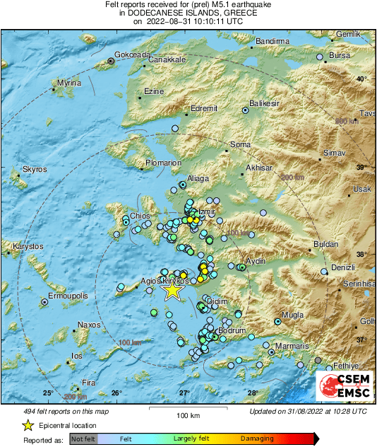 جزيرة ساموس - زلزالان يضربان جزيرة ساموس اليونانية