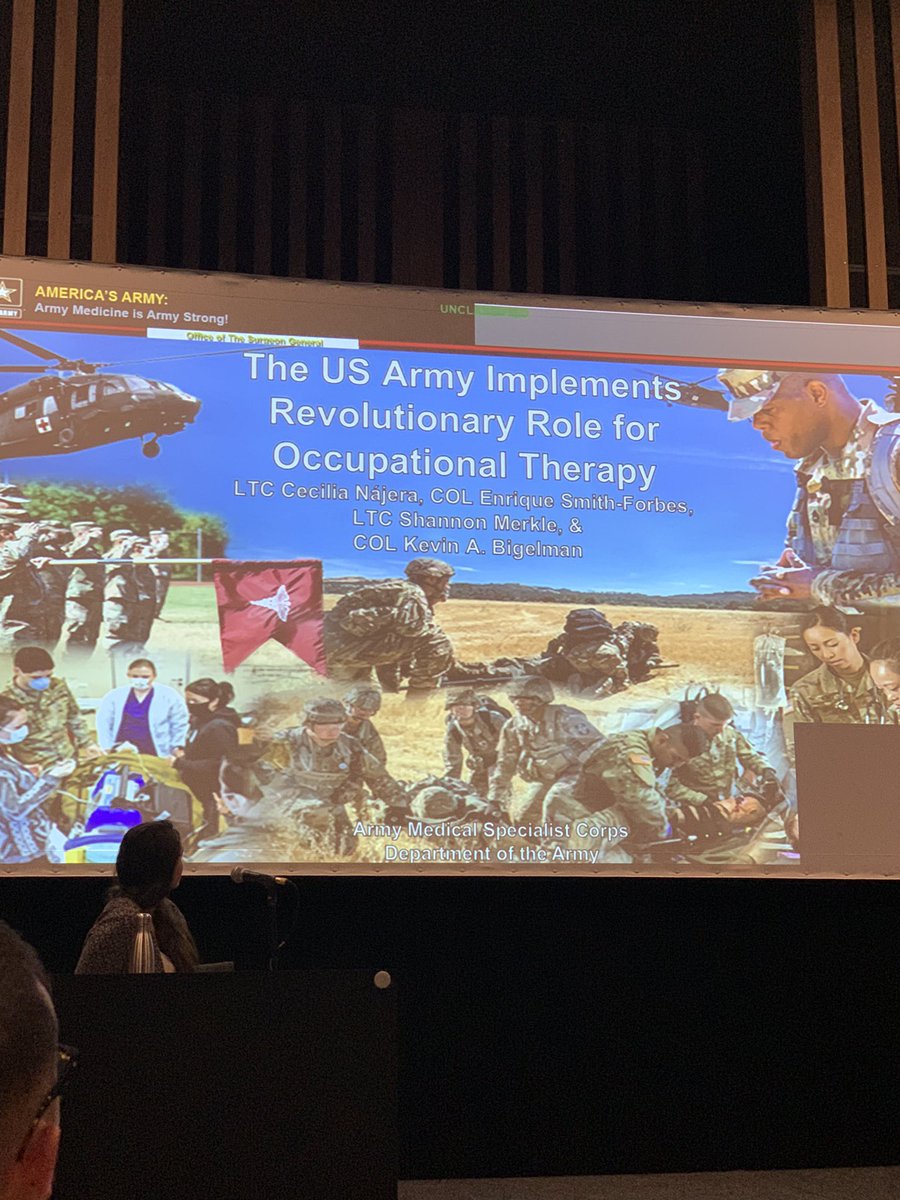 Two very interesting <a href="/thewfot/">WFOT</a> congress presentations about occupational therapists employed by the military / Veterans Dept to provide services in the US and Canada. Growing area of practice for OTs <a href="/KylieCarra/">Dr Kylie McIntyre, PhD</a> <a href="/otaust/">OTA</a> <a href="/mradamlo/">Adam Lo</a> #WFOT2022