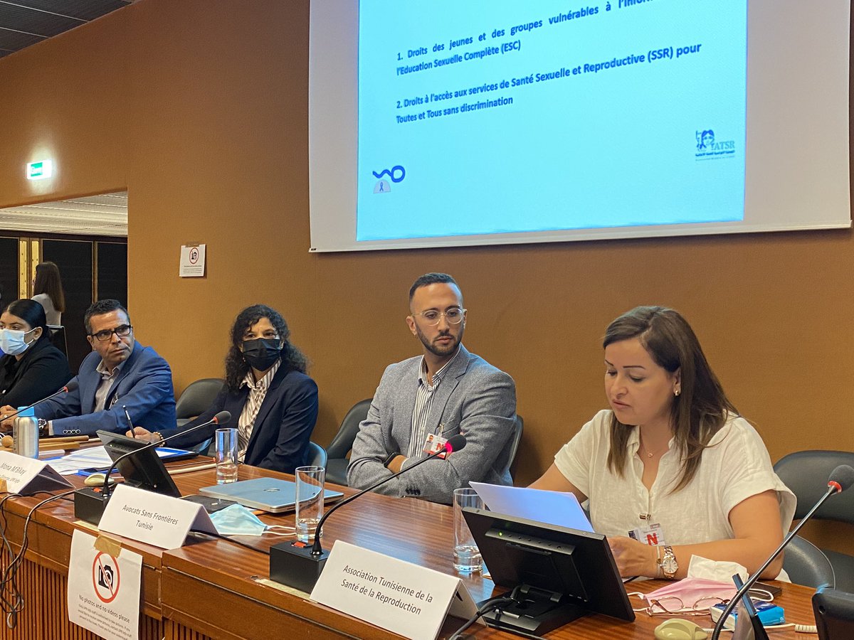 UPRinfo's tweet photo. 🇹🇳 #PreSessions41 #droitsdelhomme #EPU41 #Tunisie @ATSRTN fait une déclaration sur 1) #DroitsDesJeunes & #GroupesVulnérables à l’#information & l’#EducationSexuelle complète 2) Droits à l’accès aux services de #Santé Sexuelle & #Reproductive pour toutes & tous #SansDiscrimination https://t.co/jAj3mXyeH0