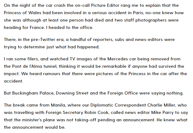 steve_jones's tweet image. Martin Keene - who followed Diana round the world as a royal photographer - recalls the events 25 years ago today that led to @PA informing the world of her death.