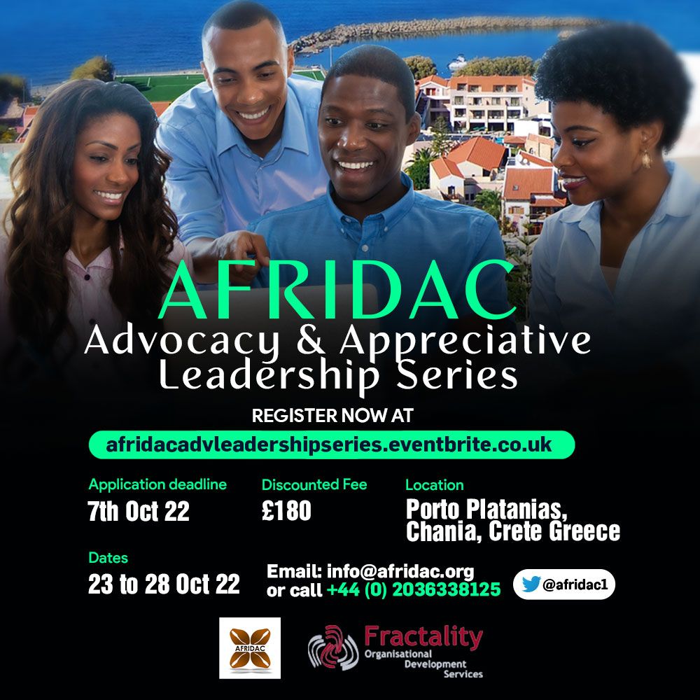 afridac1's tweet photo. @afridac1 Advocacy and Appreciative Leadership Series. 5-day intensive advocacy and appreciative leadership course to support ACH leaders to explore our Black advocacy history, milestones, and set future roadmap. 23-28 Oct, Greece. https://t.co/uh5B6q5Wcw
email:info@afridac.org https://t.co/tUlq6Sykyy
