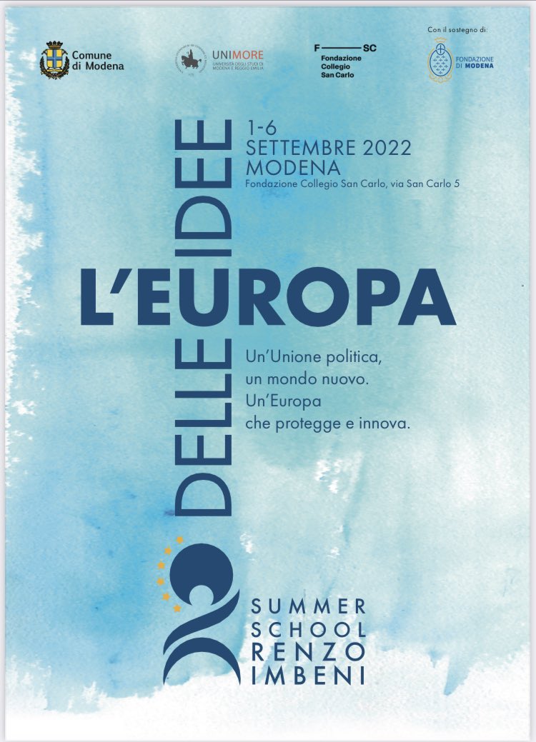 Europarl_IT's tweet photo. 🗓 🇪🇺🇮🇹 Inaugurazione della Summer School Renzo Imbeni: 

“Un'Unione politica, un mondo nuovo.Un'Europa che protegge e innova.”
  
Giovedì 1 settembre
⏱9:00 Teatro della Fondazione San Carlo di Modena

🗣Interventi di: @sbonaccini @CorazzaEP @MassimoGaudina 
@GCMuzzarelli e ⬇️ https://t.co/OSbwFD2BSO
