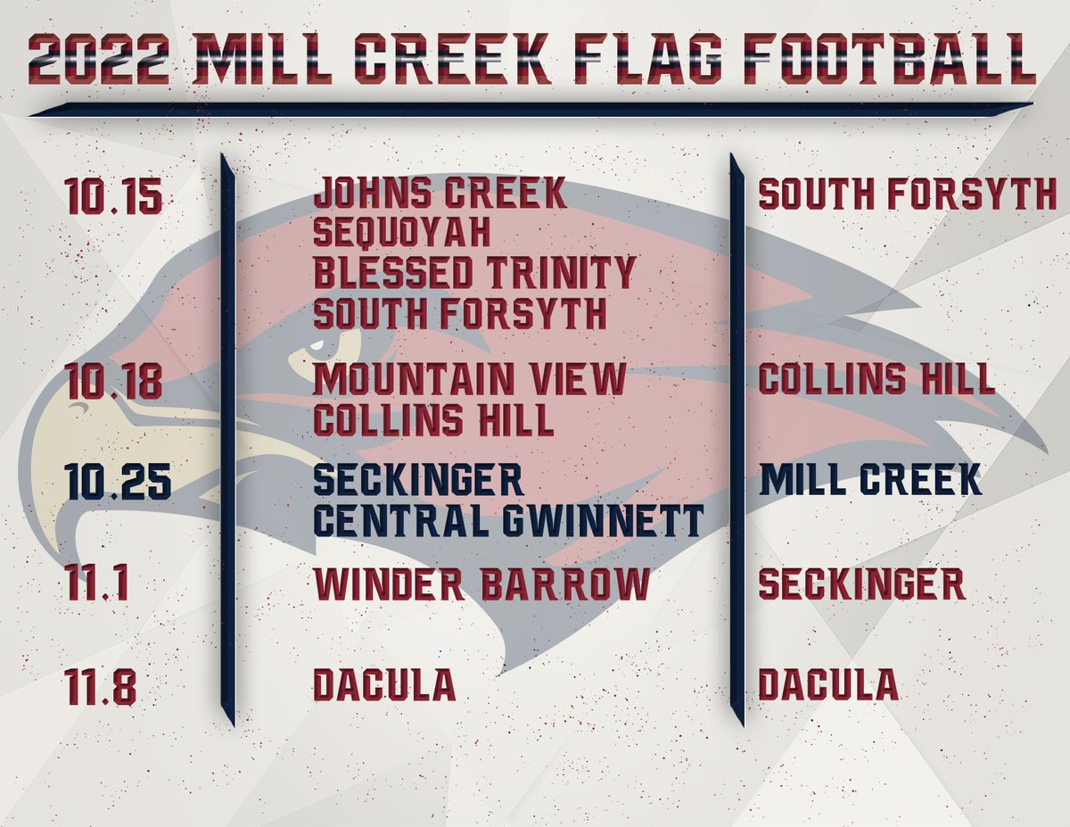 FlagFootballMC's tweet photo. 2022 Mill Creek Girls Flag Football Schedule!!! #mchsflagfootball #ghsaflagfootball https://t.co/ouiW4uhVtk