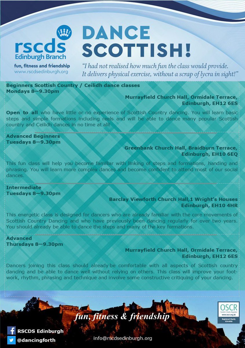 We excited for a new term of classes starting soon. Whether you’ve never danced before or think you are an expert we’ve a class for you. Find out more at rscdsedinburgh.org/classes/ #DanceScottish #fitness #fun