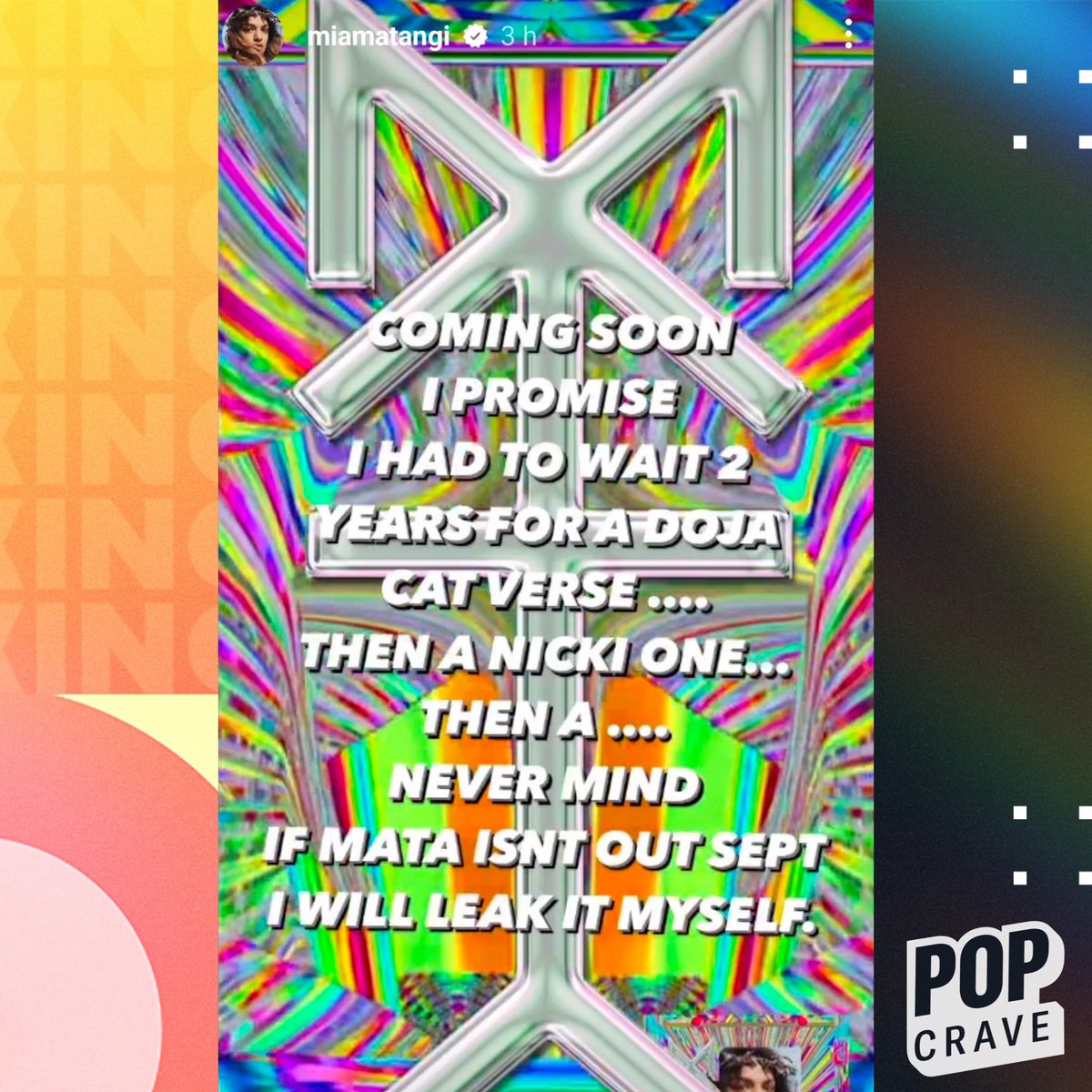 M.I.A. teases Doja Cat and Nicki Minaj collaborations on new album ‘MATA’:

“Coming soon I promise,”