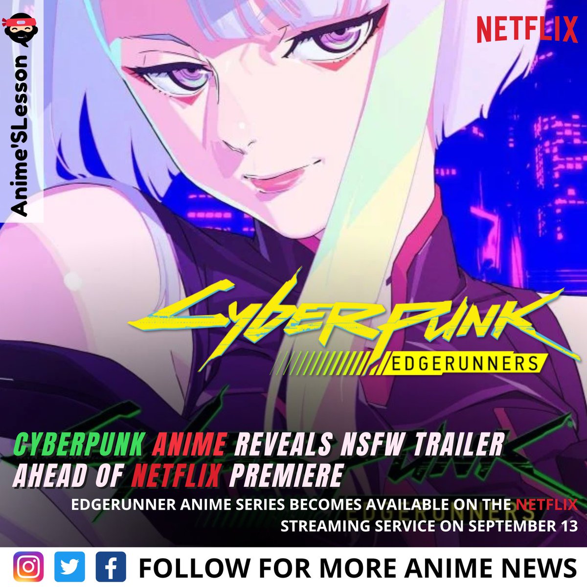 AnimeLesson's tweet photo. The Cyberpunk: Edgerunner anime series is a solo 10-episode story about a street boy fighting to survive in Night Society, a futuristic city fascinated with technology and body alteration.
Trailer - https://t.co/OgK6YjtmGA
More info - https://t.co/Zkz5XB03WA

#onepiece #anime https://t.co/fspG73XLxk