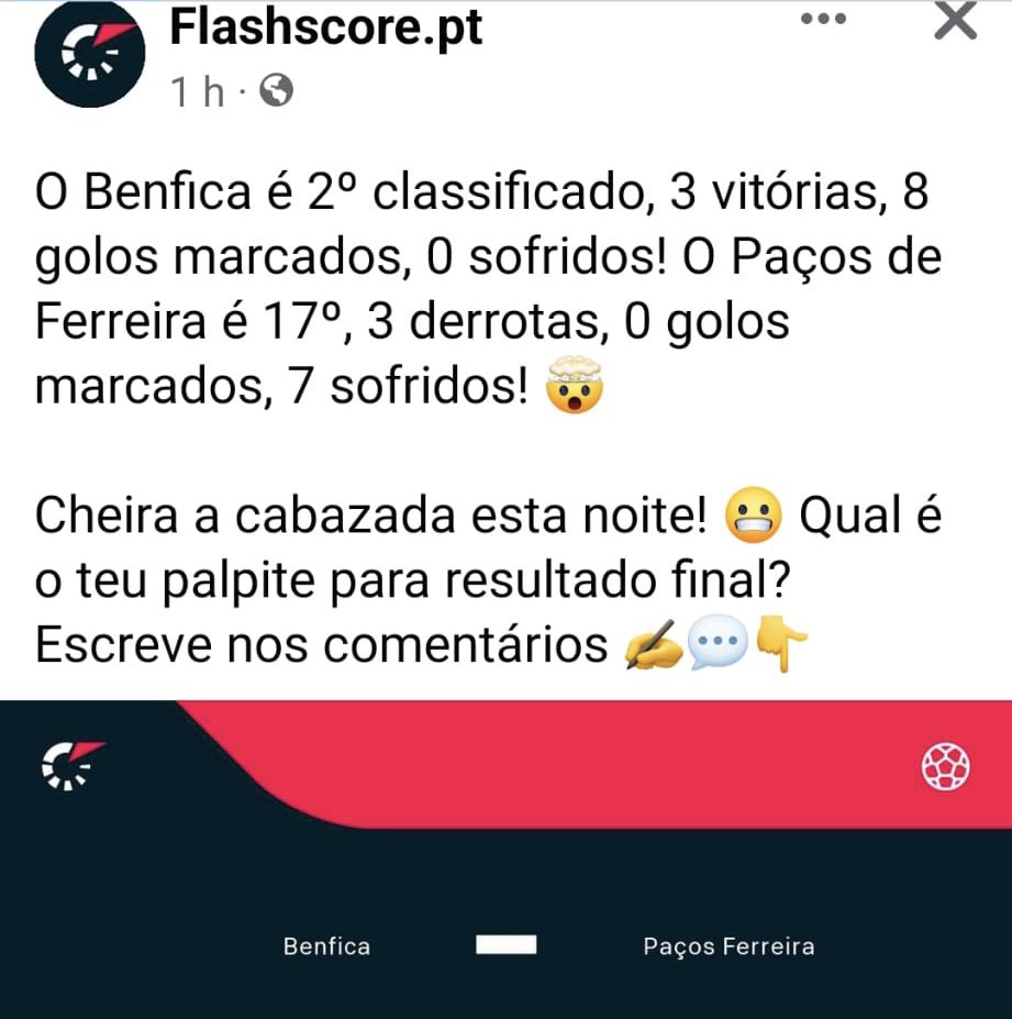 fcpf's tweet photo. Talvez estejam a precisar de consultar um Otorrinolaringologista @FlashScorePT… Esse olfato não anda grande coisa. https://t.co/EvkWnu8A6w