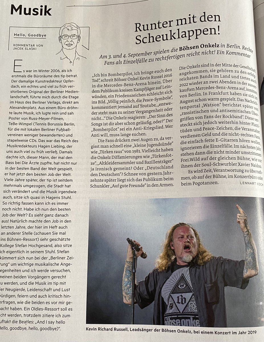 Lennartkoch_'s tweet photo. „Es wird Zeit, Verantwortung zu übernehmen, ob auf der Bühne, im Konzertbüro oder beim Pogotanzen.” Mein Kommentar zu den #böhsenonkelz im #tipberlin https://t.co/sFUN27c9AL