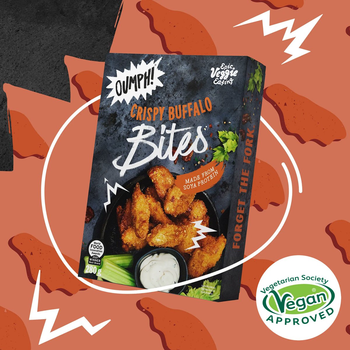 Look out for <a href="/eat_oumph/">eat_oumph</a>'s ‘Crispy Buffalo Bites’ which are launching into <a href="/IcelandFoods/">Iceland Foods ❄️</a> &amp; <a href="/FoodWarehouse/">The Food Warehouse</a> TODAY! 🥳

They’re 💯 plant-based and made with a gluten-free corn coating 🌱

They’re also accredited vegan by us <a href="/vegsoc/">Vegetarian Society</a> 🙌