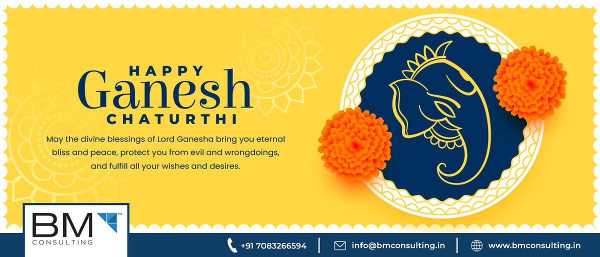 bmcbiz's tweet photo. On the auspicious occasion of Ganesh chaturthi, May the divine blessings of Lord Ganesh brings you eternal bliss &amp; peace, and fulfill all your desires and wishes.

𝗕𝗠 𝗖𝗼𝗻𝘀𝘂𝗹𝘁𝗶𝗻𝗴 𝘄𝗶𝘀𝗵𝗲𝘀 𝗲𝘃𝗲𝗿𝘆𝗼𝗻𝗲 𝗛𝗮𝗽𝗽𝘆 𝗚𝗮𝗻𝗲𝘀𝗵 𝗖𝗵𝗮𝘁𝘂𝗿𝘁𝗵𝗶

#Ganeshchaturthi https://t.co/jVErsghv6K