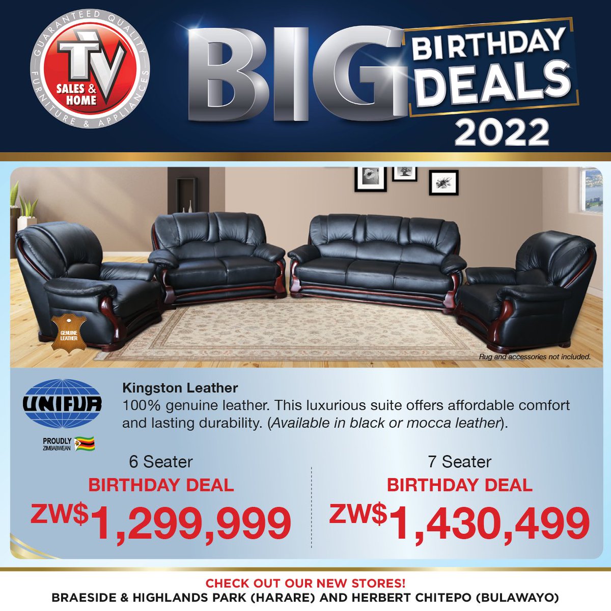 TvSalesandHome's tweet photo. 🎁BIG BIRTHDAY GOODIES🎁 For You All!

Shop Online at https://t.co/zg0DnDoiyk or visit any of our branches nationwide.

Hurry while stocks last!🎉 🎉 🎉 

#birthday  #BirthdayPromotion #bedsets #furniture #tvsalesandhome #onlineshopping #Zimbabwe https://t.co/sVSbrMcIBS
