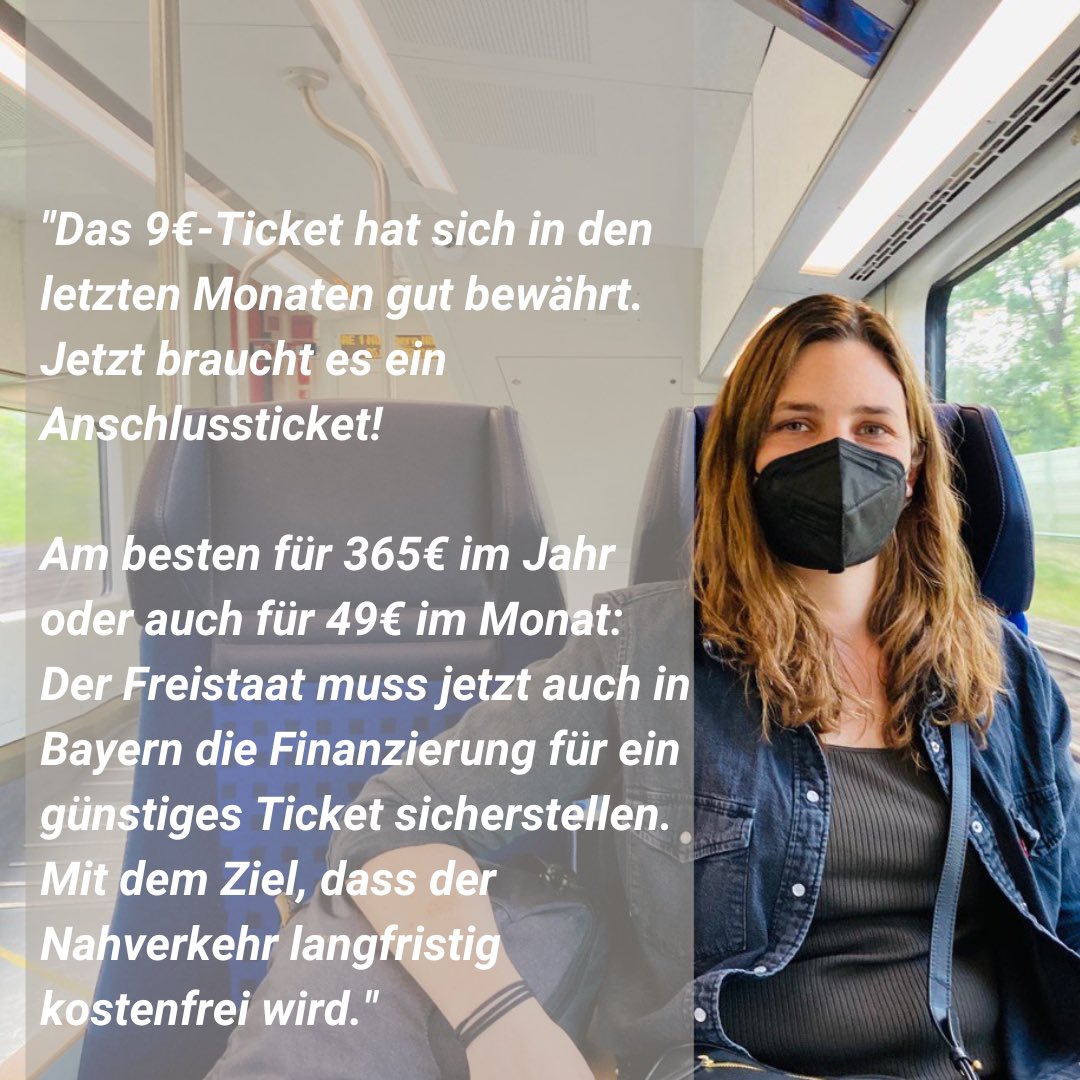 juliaworch's tweet photo. Das 9€-Ticket hat sich in den letzten Monaten gut bewährt. Jetzt braucht es eine Anschlusslösung!

Der Freistaat muss auch in Bayern die Finanzierung sicherstellen.

#9EuroTicket #365EuroTicket #Entlastungspaket #Bayern #SPD #Jusos #Sommer2022 https://t.co/mjUyzB6uUP