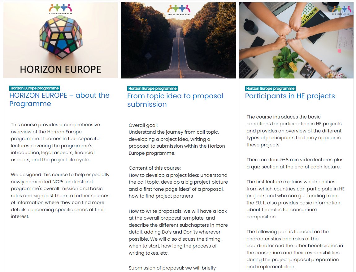 Interested to participate in #HorizonEurope? Not sure where to begin? These introductory courses from @HE_NCP_Portal look great & are completely free. Just create an account & start learning! Would be good to see something on the #multiactor approach too courses.horizoneuropencpportal.eu/login/index.php