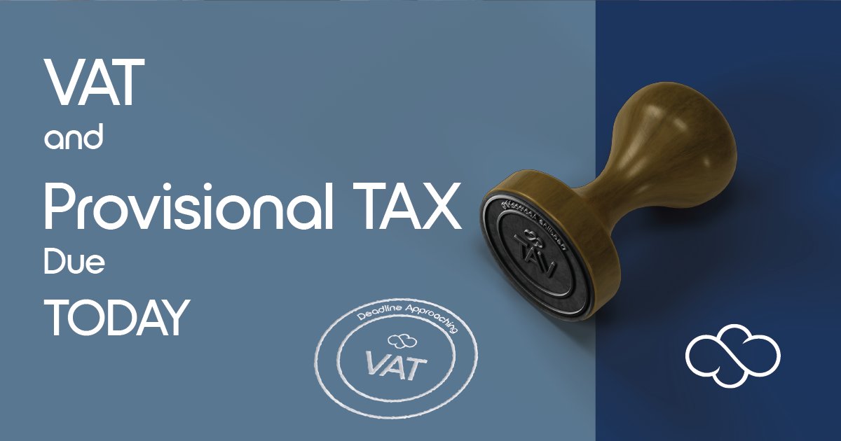 BlueCloudAcc's tweet photo. A busy day today as #VAT and #provisionaltax returns are due. Did you get yours in on time? #VATreturn #accountingservices #taxcompliance #partnerinbusiness https://t.co/Vvb7wuwCpd