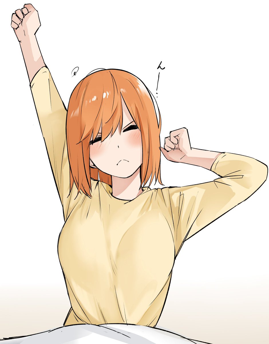 nakano yotsuba 1girl solo closed eyes orange hair closed mouth blush bangs  illustration images