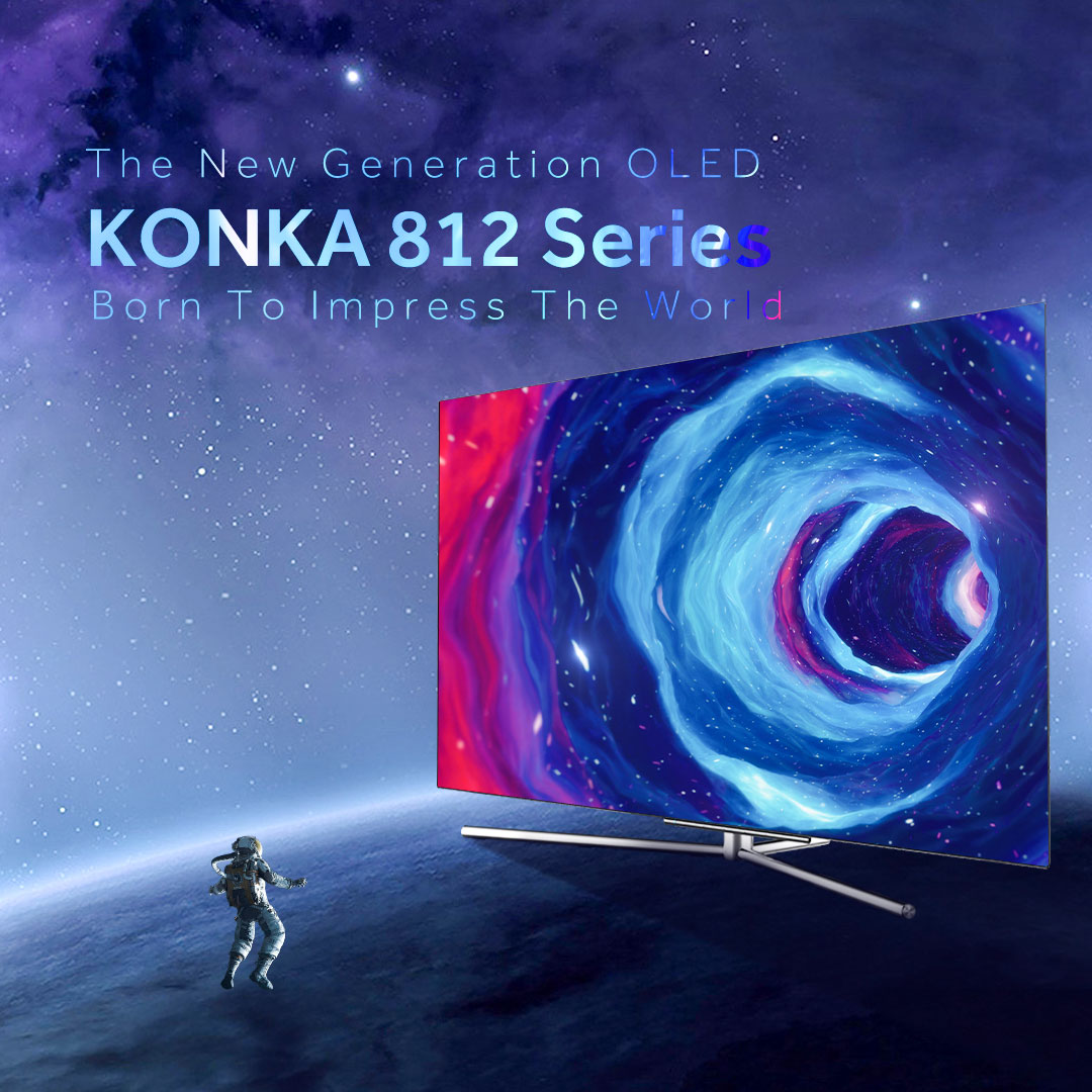 KONKA_Global's tweet photo. Independent control light and colors by pixel, creating perfect black and infinite contrast, giving
 details a more vivid HDR 10 effect, Designed with ‘Eyesafe’ for both eye safety and image quality, so you don’t miss out on anything.#konka812series #thenewgeneration #oled https://t.co/1UGuIDHEhu