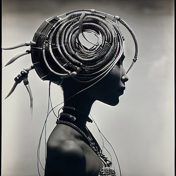 roboplastikon's tweet photo. Afrofuturism shaman studies #6

Prompt: “portrait of a cyberpunk kayan tribe woman with long neck, wires connected to his neck, surrounded by robotic parts”

#midjourney #midjourneyAi #AIart #retrorobots  #afrofuturism #Blackart #cyberpunk #aiartcommunity #scifiart #roboplastikon https://t.co/FLS5dMbZi7
