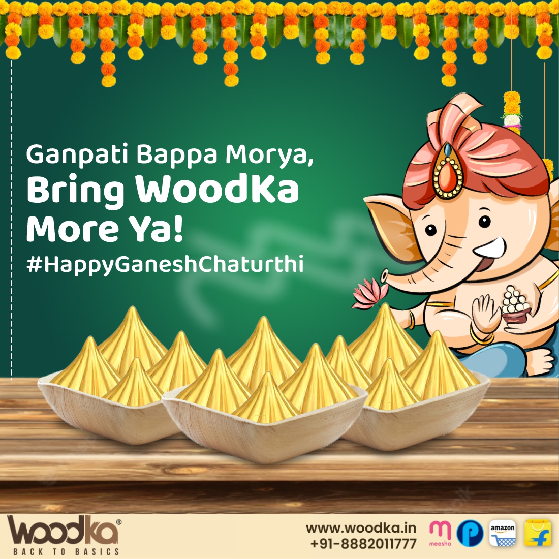 WoodkaTableware's tweet photo. This #GaneshChaturthi, let's welcome health and prosperity by developing sustainable habits.
Happy Ganesh Chaturthi!
#ecofriendly #homedecor #biodegradable #arecaplates #disposabletableware #beatplasticpollution #instagood #environmentalfriendly #saveearth https://t.co/GiisTUh28Q