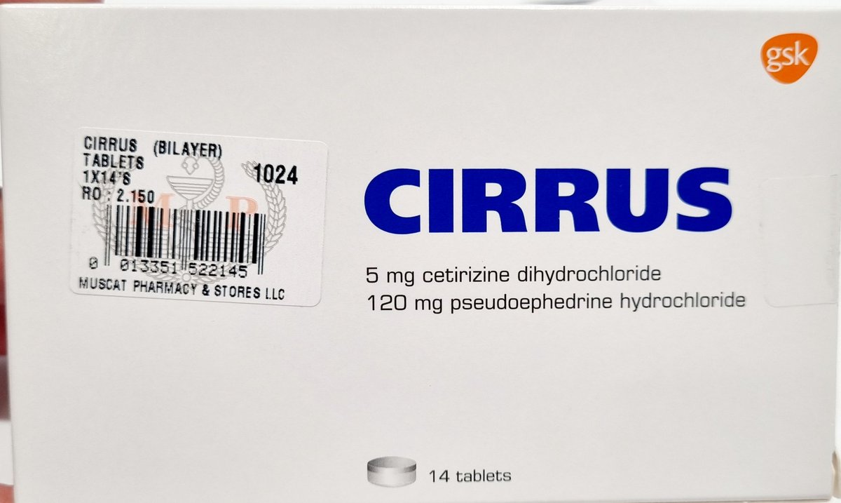 SsAlhinai's tweet photo. غردت سابقا عن دواء clarinase  للزكام ��لذي نفذ من الصيدليات مؤخرا. 
البديل هو دواء  cirrus للزكام، نفس المفعول. https://t.co/cDbrYUtggU