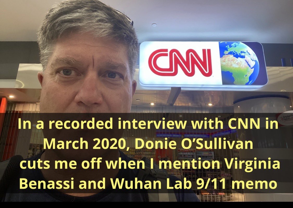 I have a recorded, live interview from March 2020 where Donie O’Sullivan of CNN cuts me off when I mention Virginia Benassi and the Wuhan Lab 9/11 memo. This Wuhan 9/11 memo is Trump’s trump card against the FBI, proving the FBI suppressed early warnings of CoronaVirus in China.