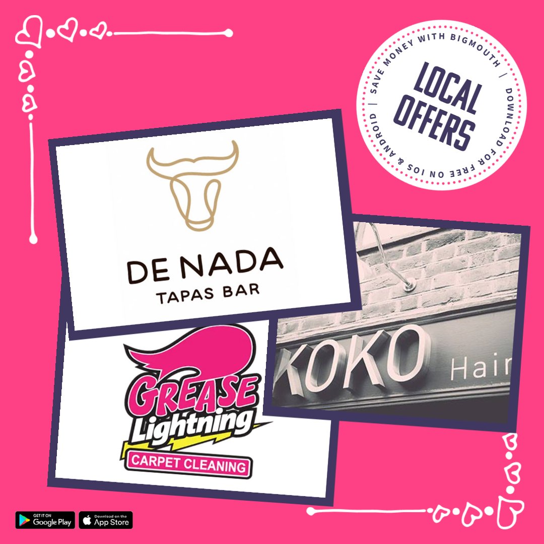 GuildfordBig's tweet photo. * Bigmouth Offer Focus *
De Nada - Lunchtime Special
Koko Hair - 25% Off
Grease Lightning - 20% Off Carpet Cleaning
#Guildford #Surrey #SupportLocal #LocalOffers #Discount #LocalOffersForLocalPeople #LocalBusiness #IndependentBusiness #LocalFood #LocalLove #LocalLife https://t.co/VKulPXY8xd