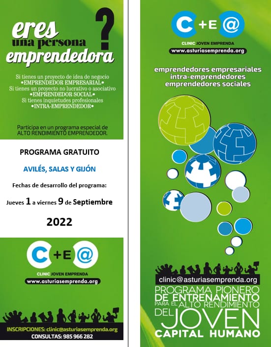 ClinicEmprenda's tweet photo. Mañana jueves 1 septiembre inicia la XVI edición (desde 2007) del Programa de Alto Rendimiento Emprendedor Clinic JOVEN EMPRENDA https://t.co/WT3zyruDkc en el Palacio Maqua de Avilés @AytoAviles @camaraaviles @CECurtidora @AvilesCultFact @AJEASTURIAS @FADE_COMUNICA @idepasturias https://t.co/OHqwwH6Hp2
