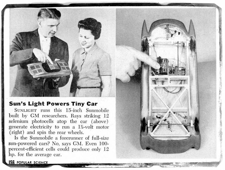 mariobianchi18's tweet photo. Il #31agosto 1955 a Chicago è presentato un modello di #Sunmobile. Lungo 40 cm, in legno di balsa, presentava 12 piccoli pannelli solari su tutta la parte superiore della carrozzeria, che convertivano in energia elettrica la luce, del sole o di una lampadina. Non ebbe seguito. https://t.co/RJnOqNOZIY