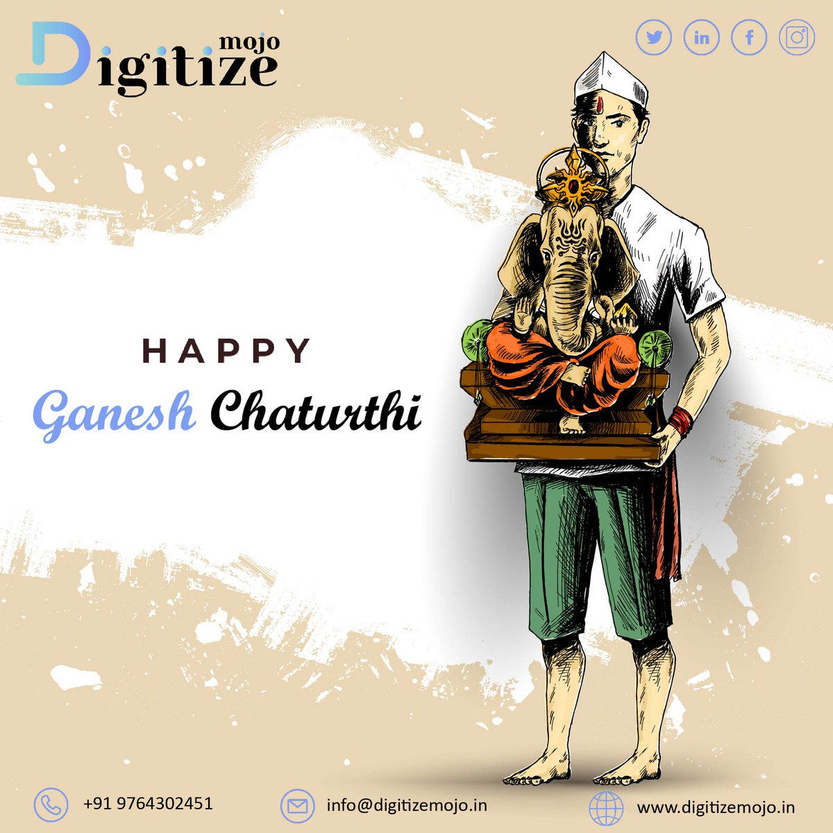 DigitizeMojo's tweet photo. Warm #wishes on the pious #occasion of Ganesh #Chaturthi.

#ganeshchaturthi #ganeshchaturthi2022 #digitize #digitizemojo https://t.co/gx2sSV6HjT