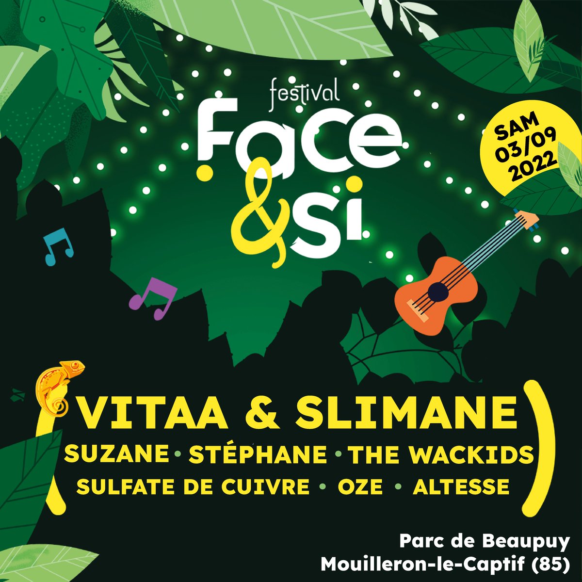 ☀️ SAMEDI 3 SEPTEMBRE ☀️

Ce samedi, nous vous retrouverons pour l'édition 2022 de Face&amp;Si ! C'est la dernière ligne droite avant 3 jours de concerts et de festivités !

⏰ Ouverture du site à 15H15 au parc de Beaupuy.

#mouilleronlecaptif #festivalfaceetsi #faceetsi #vendee