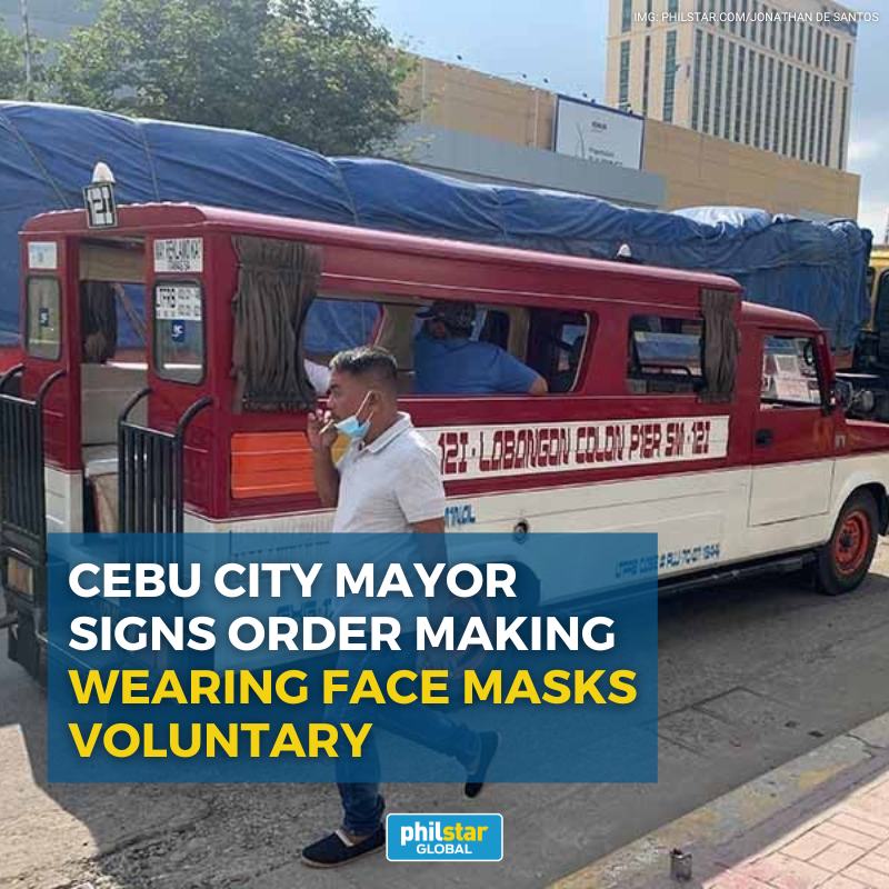 on Twitter "WEARING OF FACE MASKS NOW VOLUNTARY IN CEBU Cebu City Mayor Mike Rama