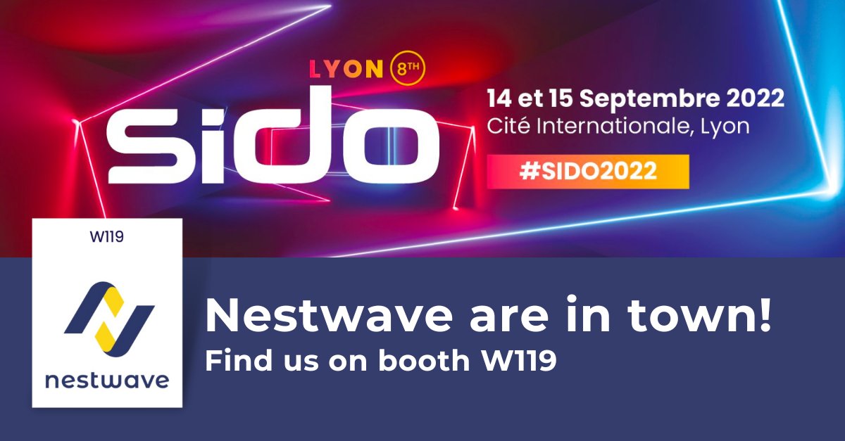 📆 #SaveTheDate! Join Nestwave at #SIDO2022 on Sept 14-15 at the Cité Internationale in Lyon 🚀 🤖 ow.ly/3MmJ50Kwn6v

Connect with Ambroise for 1-1 meetings at our booth (#W119) that we share with our partner <a href="/SameaInnovation/">SAMEA Innovation</a>.

#Nestwave #IoT #IoTSolutions
