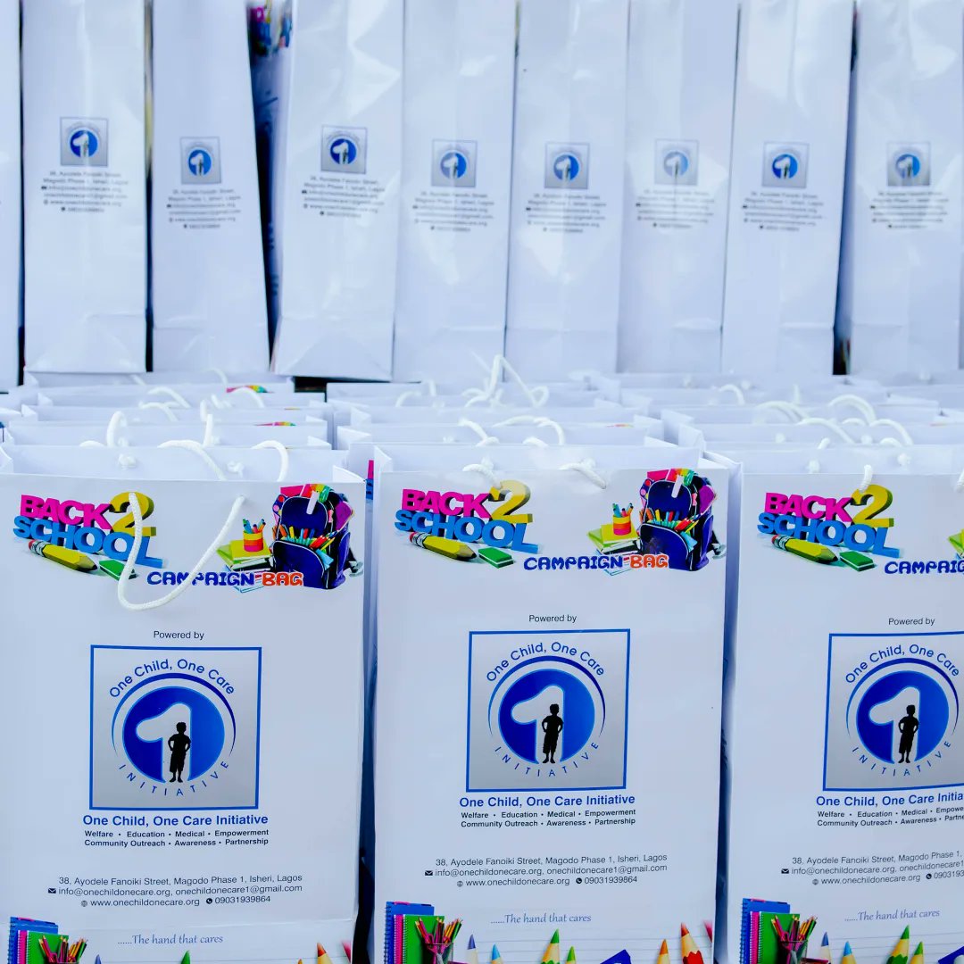 onechildonecare's tweet photo. We are grateful to our donors that made the production of our BACK TO SCHOOL BAGS possible🙏
Call - 09031939864 for more details.
#OneChildOneCareInitiative
#SchoolSupportCampaign
#EducationalMaterials
#Supportforlessprivileged
#SupportForChildren
#SocialImpact
#NGOs https://t.co/IU6beNYUcd