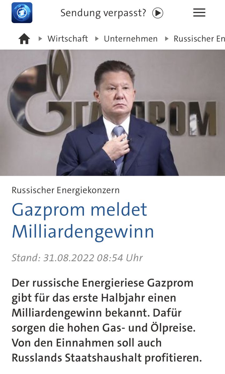 MelnykAndrij's tweet photo. 41,6 Milliarden Euro Rekordgewinn für die russische Kriegsmaschinerie.

Allein im 1. Halbjahr 2022 😤 

Um den Vernichtungskrieg gegen die Ukrainer weiter zu führen

Und Deutschland bleibt wohl der wichtigste Kunde 🤦‍♂️

Das Gas-Embargo muss sofort kommen
https://t.co/osBOEjchFT https://t.co/gR6bkffqwq