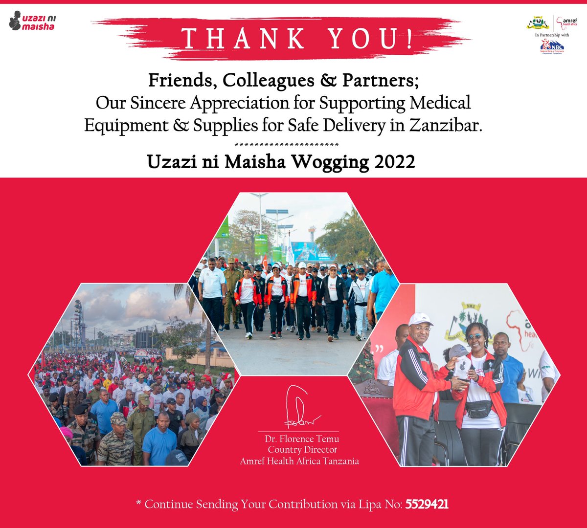DrFlo6's tweet photo. To all our esteemed partners, supporters, colleagues, relatives and friends! We say THANK YOU!! #Uzazinimaisha #togetherweachievemore #Wogging2022 https://t.co/EyaE5LLauK