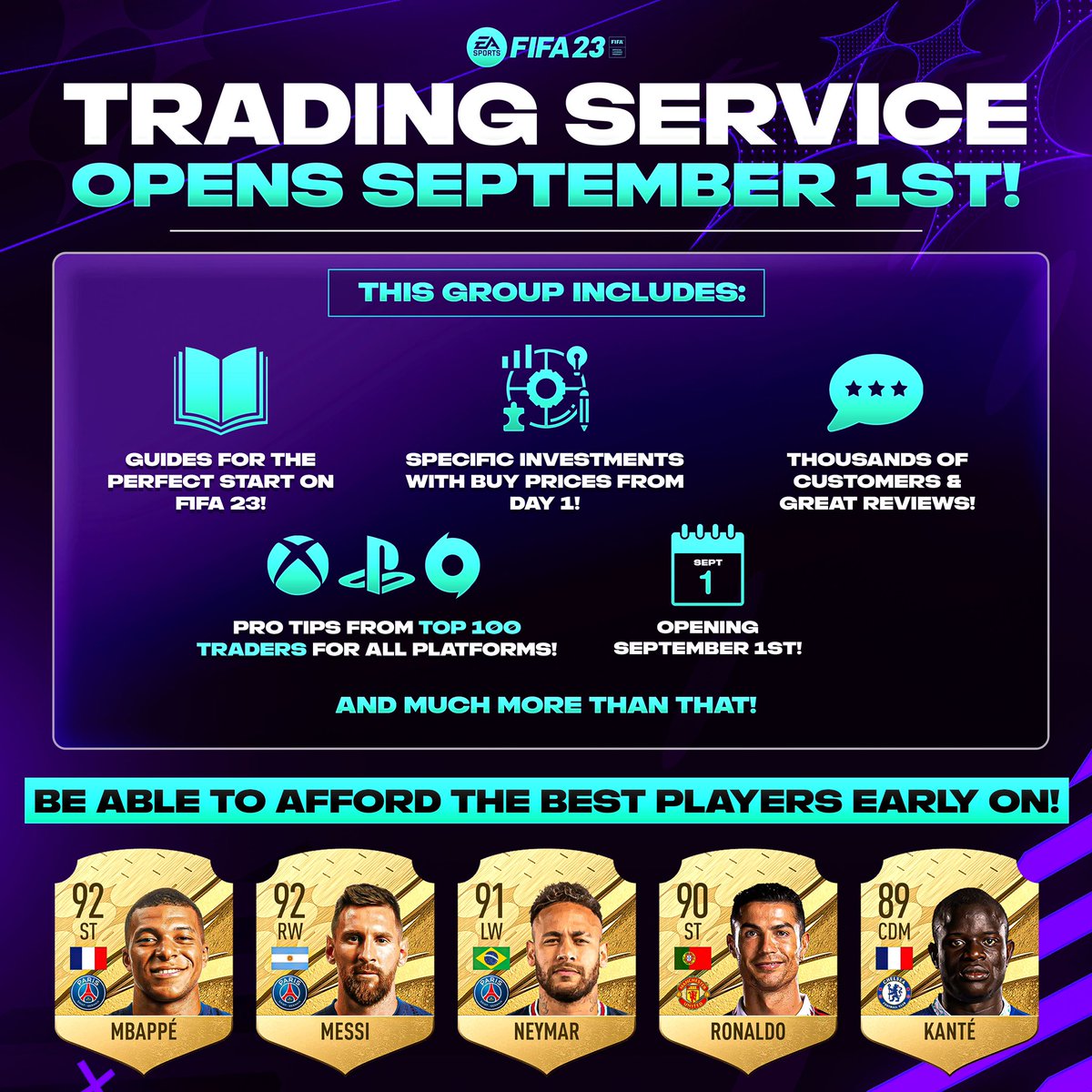 RobosFUT's tweet photo. 🚨 2 x September trading group spots giveaway 🚨 

Everything you need to prepare for the start of #FIFA23 💰 

>Retweet 🔁
>Follow ✅

Winner picked just in time for opening tomorrow 💪 https://t.co/exUu4iStFQ