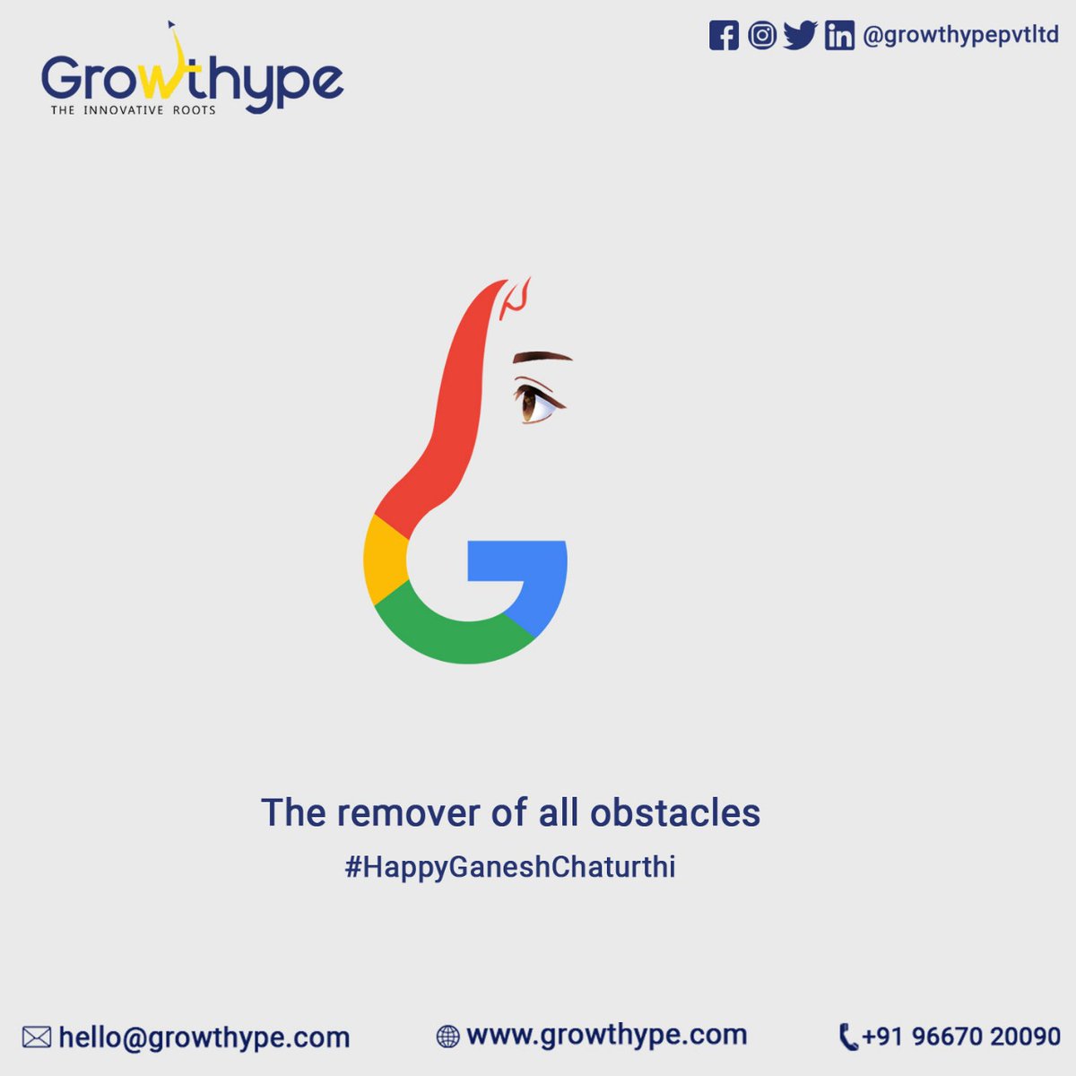 Growthypepvtltd's tweet photo. In this festival of Ganesh Chaturthi remove all your business obstacles and touch the next height. 

#growthype #growthypepvtltd #ganeshchaturthi #ganeshchaturthi2022 #ganeshotsav #ganeshfestival #Ganeshotsav2022 #ganesha #GaneshChaturthi #GanpatiBappaMorya @Google @GoogleIndia https://t.co/mcqEkEIf62