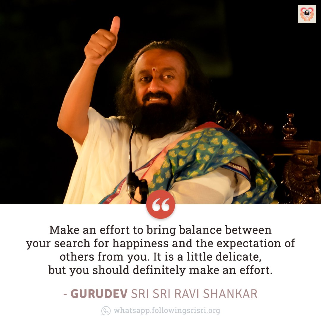 FollowingSriSri's tweet photo. Make an effort to bring balance between your search for happiness and the expectation of others from you. It is a little delicate, but you should definitely make an effort. - Gurudev @SriSri 

#WisdomCookies https://t.co/rPlC7BMcvH