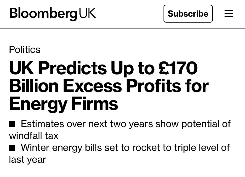 £170 billion in energy company profits in the next two years – but still Liz Truss says no to increasing #windfalltax on these obscene sums. Protecting energy giants &amp; instead making some of the poorest pay for this #EnergyCrisis is quite simply immoral